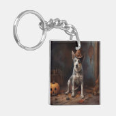 オーストラリアの牛のカボチャのハロウィーン怖い キーホルダー (正面左)