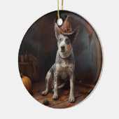 オーストラリアの牛のカボチャのハロウィーン怖い セラミックオーナメント (左)