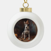 オーストラリアの牛のカボチャのハロウィーン怖い セラミックボールオーナメント (正面)