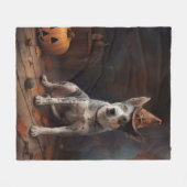 オーストラリアの牛のカボチャのハロウィーン怖い フリースブランケット (正面(横))