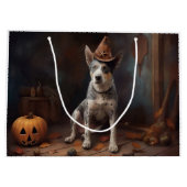オーストラリアの牛のカボチャのハロウィーン怖い ラージペーパーバッグ (裏面)