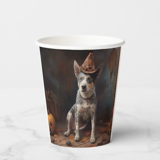 オーストラリアの牛のカボチャのハロウィーン怖い 紙コップ (裏面)