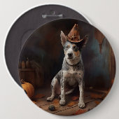 オーストラリアの牛のカボチャのハロウィーン怖い 缶バッジ (正面&裏面)