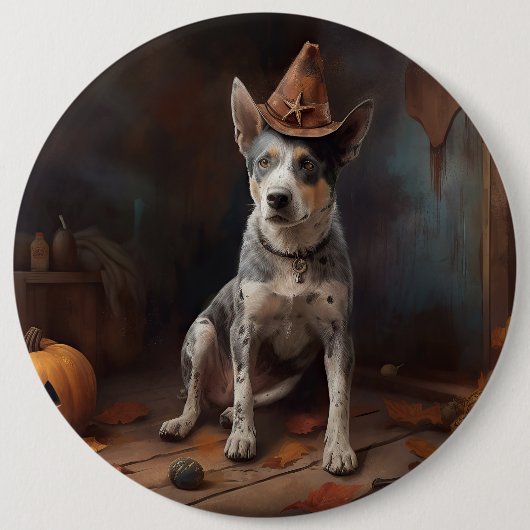 オーストラリアの牛のカボチャのハロウィーン怖い 缶バッジ (正面)