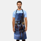 オーストラリアの牛のクリスマスフェスティバルシーズン エプロン (着用した状態)
