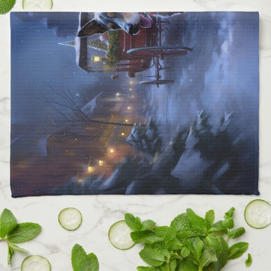 オーストラリアの牛のクリスマスフェスティバルシーズン キッチンタオル (折り畳み)