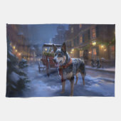 オーストラリアの牛のクリスマスフェスティバルシーズン キッチンタオル (横)