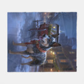 オーストラリアの牛のクリスマスフェスティバルシーズン フリースブランケット (正面(横))