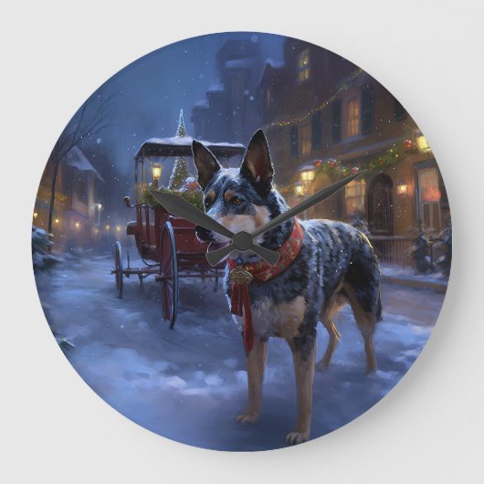 オーストラリアの牛のクリスマスフェスティバルシーズン ラージ壁時計 (正面)