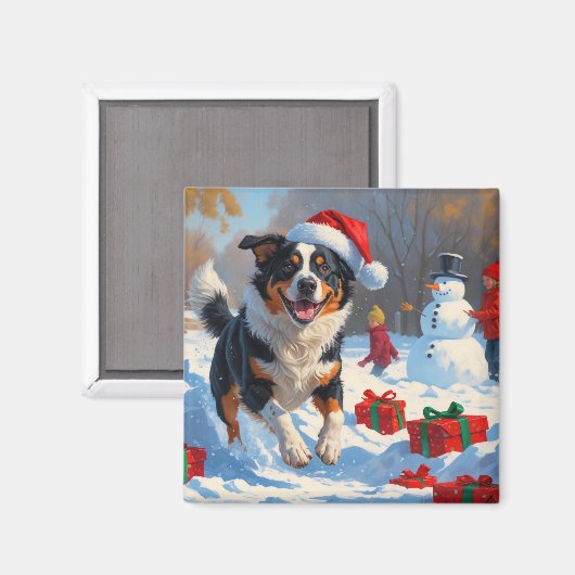 オーストラリアの牛のクリスマス祭りの雪景色 マグネット (正面/裏面)