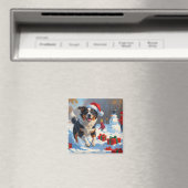 オーストラリアの牛のクリスマス祭りの雪景色 マグネット (インサイチュ (食洗機))