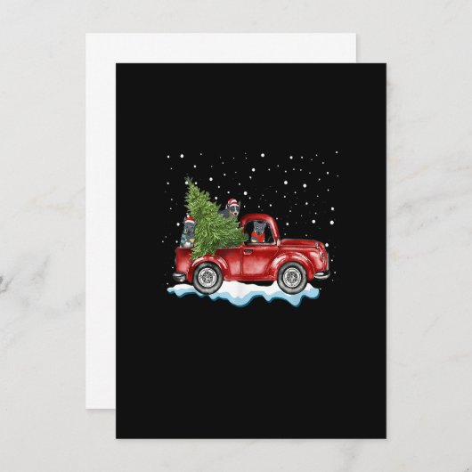 オーストラリアの牛の犬が赤いトラックのクリスマスTsに乗る 招待状 (正面/裏面)