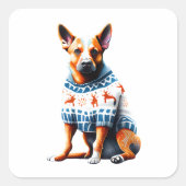 オーストラリアの牛の犬のクリスマスセーターのステッカー スクエアシール (正面)