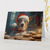 オーストラリアの牛の犬のクリスマスCookieの休日 カード (黄色い花)