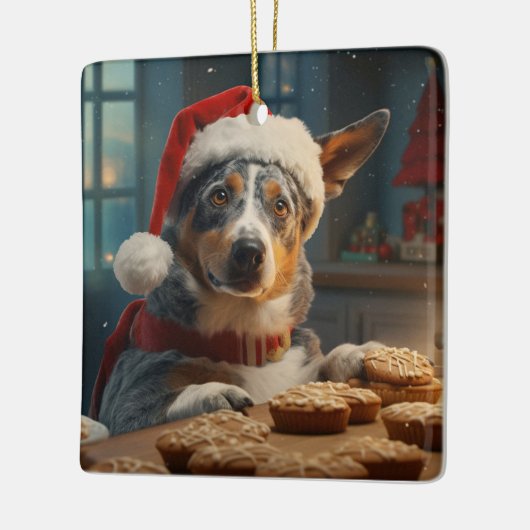 オーストラリアの牛の犬のクリスマスCookieの休日 セラミックオーナメント (左)