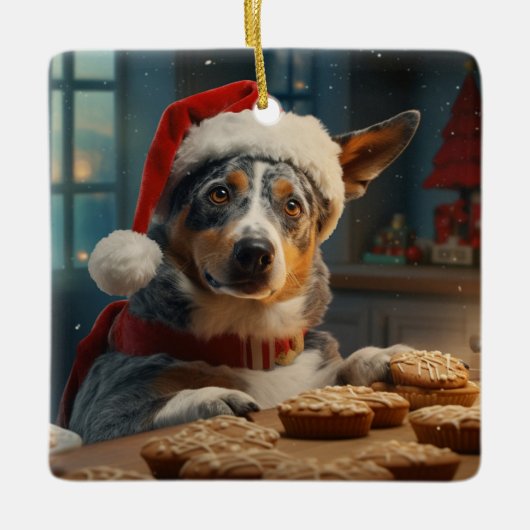 オーストラリアの牛の犬のクリスマスCookieの休日 セラミックオーナメント (正面)