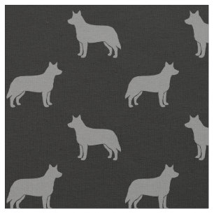 オーストラリアの牛の犬のシルエット灰色と黒 ファブリック