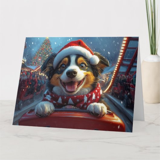 オーストラリアの牛の犬のジェットコースターのクリスマス カード (正面)