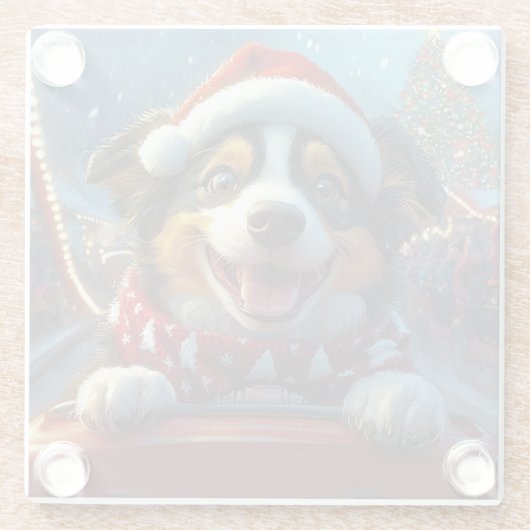 オーストラリアの牛の犬のジェットコースターのクリスマス ガラスコースター (裏面)