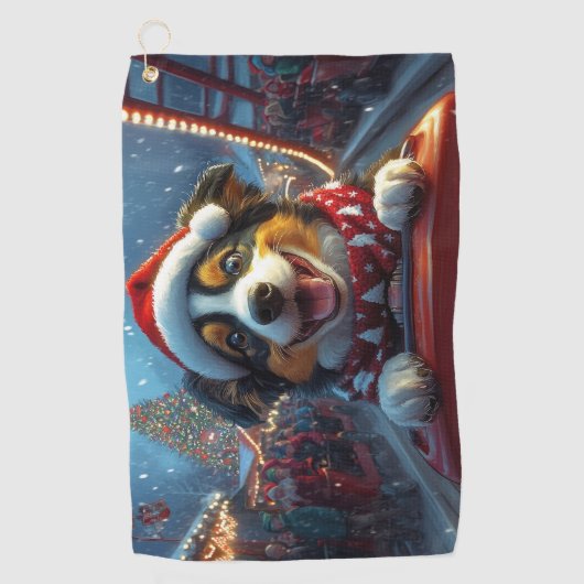 オーストラリアの牛の犬のジェットコースターのクリスマス ゴルフタオル (正面)