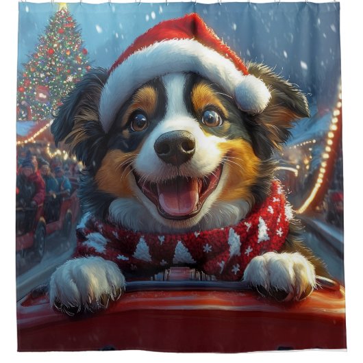 オーストラリアの牛の犬のジェットコースターのクリスマス シャワーカーテン (正面)