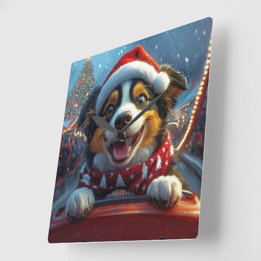 オーストラリアの牛の犬のジェットコースターのクリスマス スクエア壁時計 (傾斜)