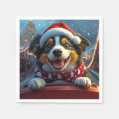 オーストラリアの牛の犬のジェットコースターのクリスマス スタンダードカクテルナプキン (正面)