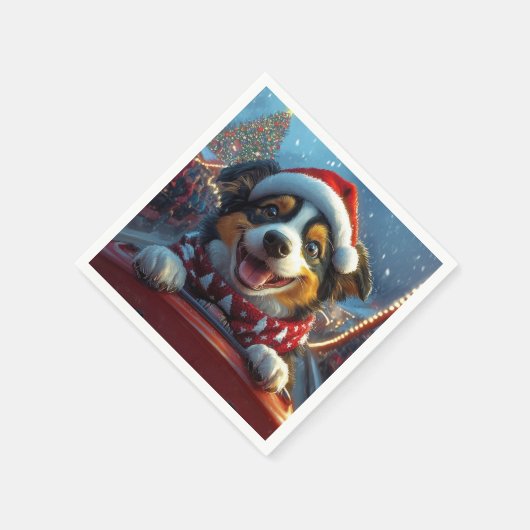 オーストラリアの牛の犬のジェットコースターのクリスマス スタンダードカクテルナプキン (角)