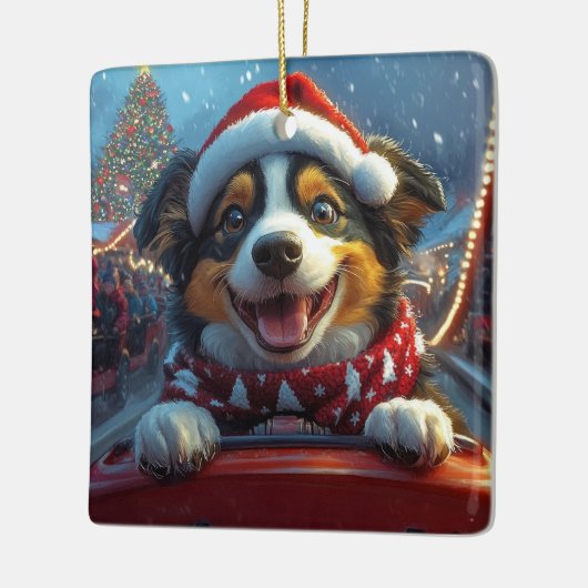 オーストラリアの牛の犬のジェットコースターのクリスマス セラミックオーナメント (左)