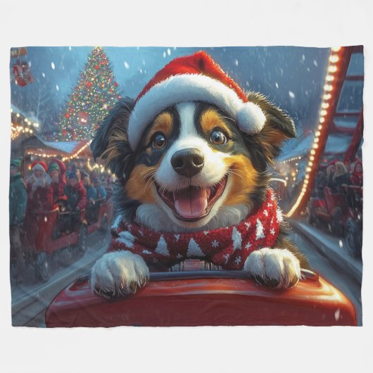 オーストラリアの牛の犬のジェットコースターのクリスマス フリースブランケット (正面(横))