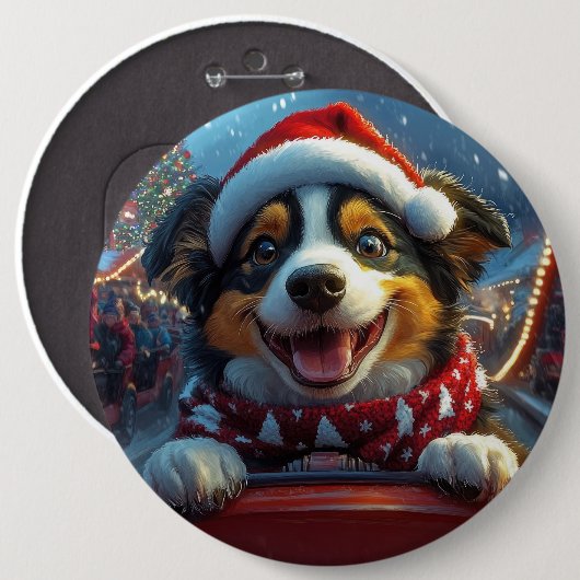 オーストラリアの牛の犬のジェットコースターのクリスマス 缶バッジ (正面&裏面)