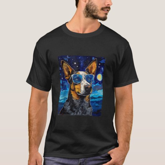 オーストラリアの牛の犬の星空の夜の犬の愛犬M Tシャツ (正面)