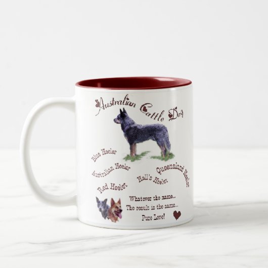 オーストラリアの牛の犬の贈り物 ツートーンマグカップ (左)