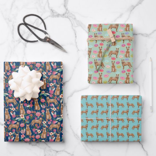 オーストラリアの牛の犬の赤いヒーラー ラッピングペーパーシート (正面)