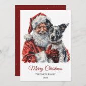 オーストラリアの牛の犬サンタクロースのクリスマス シーズンカード (正面/裏面)