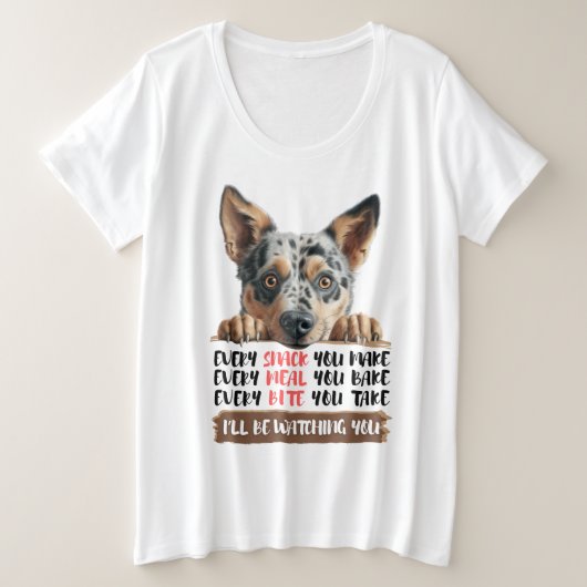 オーストラリアの牛の犬 – あなたを見ている プラスサイズTシャツ (デザイン正面)