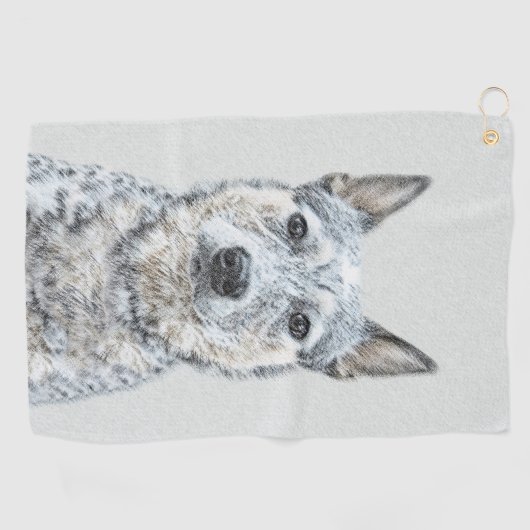 オーストラリアの牛の犬 – かわいいオリジナルドッグアート ゴルフタオル (横)