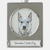 オーストラリアの牛の犬 – かわいいオリジナルドッグアート シルバープレートバナーオーナメント (正面)