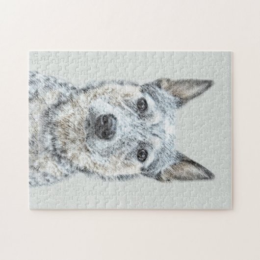 オーストラリアの牛の犬 – かわいいオリジナルドッグアート ジグソーパズル (横)