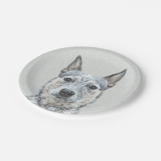 オーストラリアの牛の犬 – かわいいオリジナルドッグアート ペーパープレート (アングル)