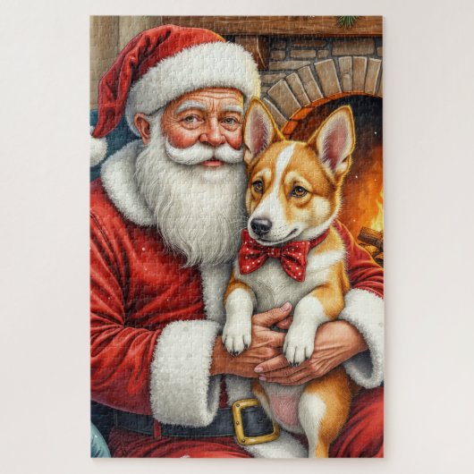 オーストラリアの牛を持つサンタクロースのクリスマス ジグソーパズル (縦)