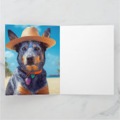 オーストラリアの牛オンビーチ、愛犬家の夏の贈り物 カード (内部)