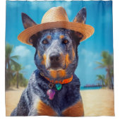 オーストラリアの牛オンビーチ、愛犬家の夏の贈り物 シャワーカーテン (正面)