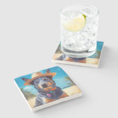 オーストラリアの牛オンビーチ、愛犬家の夏の贈り物 ストーンコースター (横)