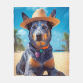 オーストラリアの牛オンビーチ、愛犬家の夏の贈り物 フリースブランケット (正面)