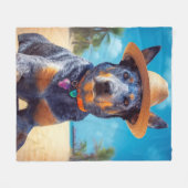 オーストラリアの牛オンビーチ、愛犬家の夏の贈り物 フリースブランケット (正面(横))