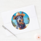 オーストラリアの牛オンビーチ、愛犬家の夏の贈り物 ラウンドシール (封筒)