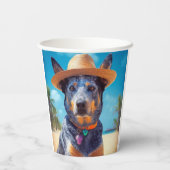 オーストラリアの牛オンビーチ、愛犬家の夏の贈り物 紙コップ (裏面)