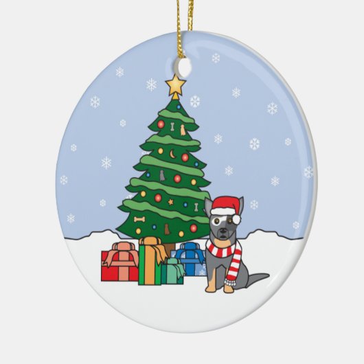 オーストラリアの牛犬のクリスマスのオーナメント セラミックオーナメント (左)