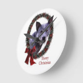 オーストラリアの牛犬のクリスマス ラウンド壁時計 (傾斜)